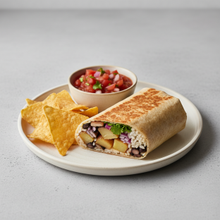 Portobello and Potatoes Burrito with Chips & Salsa