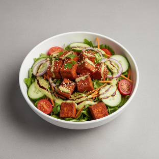 Paprika Roasted Tofu Salad Bowl (Nut Free)