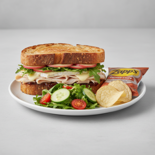 Turkey and Brie Sandwich on Sourdough with Side Salad [SDO]