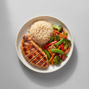 Chicken Breast Teriyaki With Brown Rice and Veggies