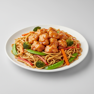 Orange Chicken With Yakisoba Noodles and Veggies