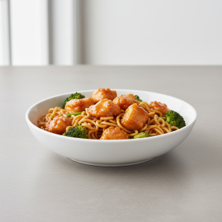 Orange Chicken Yakisoba Noodles with Broccoli