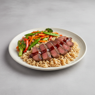 Steak Teriyaki With Brown Rice and Veggies