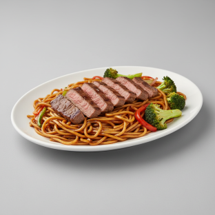 Steak Teriyaki Yakisoba Noodles with Broccoli