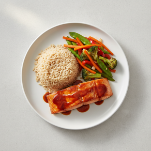 Teriyaki Salmon With Brown Rice and Veggies