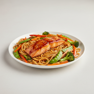 Teriyaki Salmon With Yakisoba Noodles and Veggies