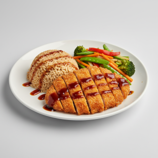 Chicken Katsu With Brown Rice and Veggies