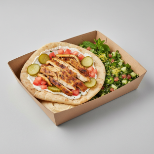 Chicken Shawarma with Tabouli Salad and Hummus