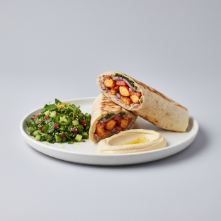 Spicy Chicken Kabob with Tabouli Salad and Hummus