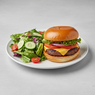 American Burger with Salad