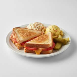 Grilled Cheese & Tomato with Cheddar Cheese on White Bread