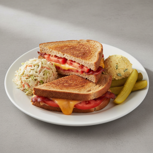 Grilled Cheese, Tomato & Bacon with American Cheese on Wheat Bread