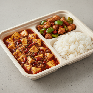Mapo Tofu | Chicken with Green and Red Pepper | Rice Mapo Tofu | Chicken with Green and Red Pepper | Rice
