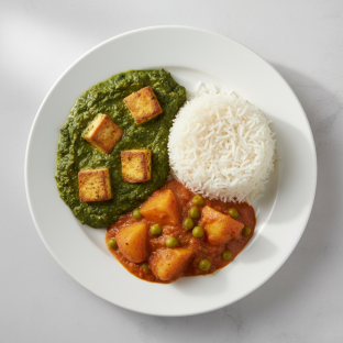 Saag Paneer with Aloo Mutter and Jasmine Rice Saag Paneer with Aloo Mutter and Jasmine Rice