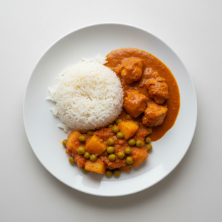 Butter Chicken with Aloo Mutter and Jasmine Rice Butter Chicken with Aloo Mutter and Jasmine Rice