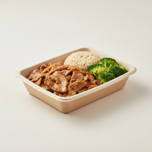 Ginger Pork Bulgogi Boxed Lunch with Brown Rice Ginger Pork Bulgogi Boxed Lunch with Brown Rice