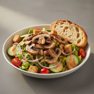 Mushroom Garden Salad with Bread