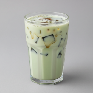 0% Sweetness Green Milk Tea w/Grass Jelly