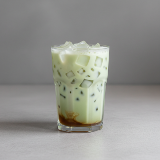 0% Sweetness Green Milk Tea w/Lychee Jelly