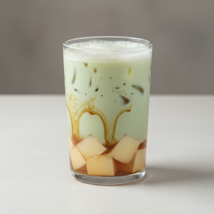 0% Sweetness Green Milk Tea w/Pudding