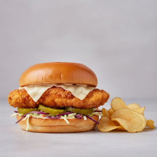 Cajun Chicken Sandwich on Brioche Bun with House-Made Chips Cajun Chicken Sandwich on Brioche Bun with House-Made Chips