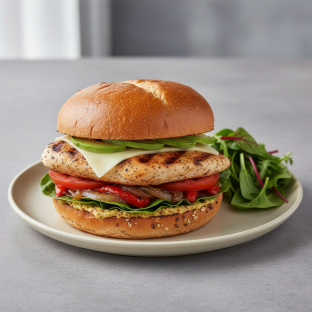 Brioche Bun Grilled Chicken Breast Sandwich with Mixed Greens Brioche Bun Grilled Chicken Breast Sandwich with Mixed Greens