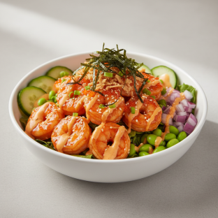 Regular Spicy Shrimp over Salad
