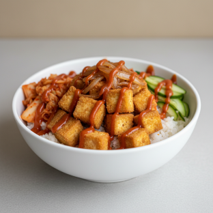 Organic Fried Tofu Rice Bowl (Spicy)