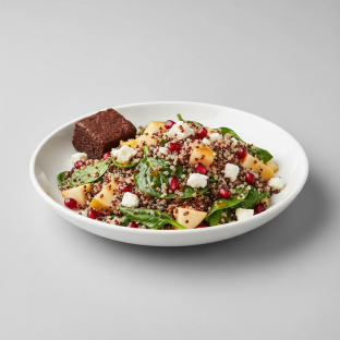 Pear Pomegranite Quinoa Salad With Brownie Bite