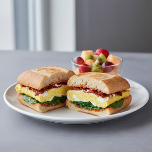 Spinach, Egg and Feta Breakfast Sandwich