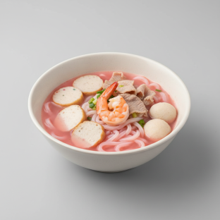 Yentafo noodle soup with rice noodle