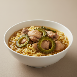 Chicken bittermelon & egg noodle soup
