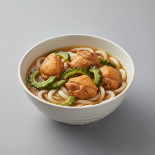 Chicken bittermelon & udon noodle soup