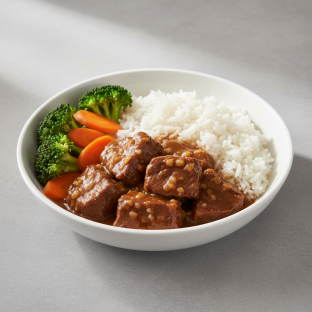 Braised Beef With Rice and Veggies