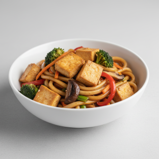 Yaki-udon With Tofu and Veggies