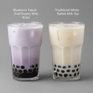 Blueberry Yakult (half Sweet) With Boba