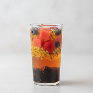 Oolong Super Fruit Tea with Grass Jelly [25% Sweet]