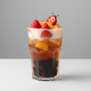 Assam Black Tea Lady Bug with Grass Jelly [Unsweetened]