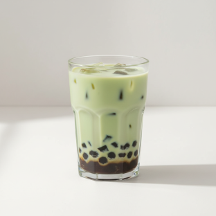 Jasmine Green Milk Tea with Grass Jelly [Unsweetened]