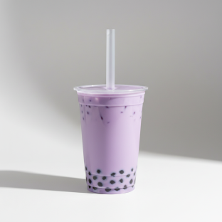 0% Added Sweetness Taro Bubble Milk Tea [16 oz]