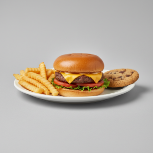 Cheeseburger with Fries and a Cookie