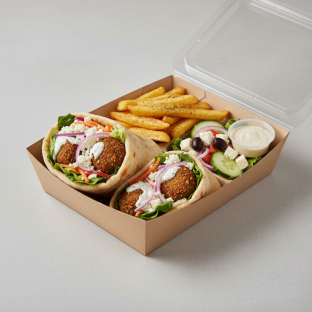 Deluxe Falafel Pita Wrap Boxed Meal (NO Tomatoes) Deluxe Falafel Pita Wrap Boxed Meal (NO Tomatoes)
