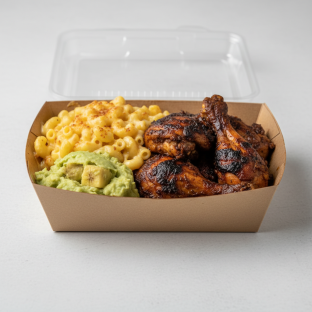 Boston Style Jerked Chicken with Mac Boxed Meal