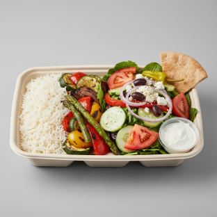 Grilled Veggies with Rice and a Greek Salad