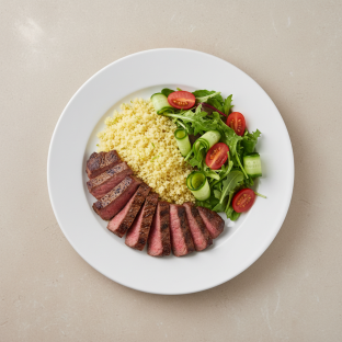 Steak & Cous Cous with Garden Salad Steak & Cous Cous with Garden Salad