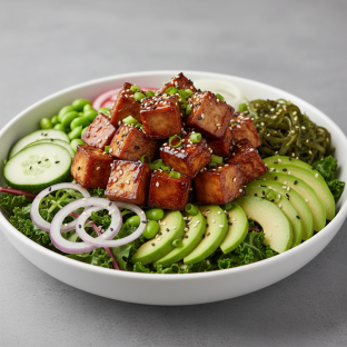 Large Sweet Shoyu Tofu (v) over Salad
