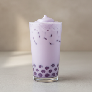UBE Fresh Milk with Taro Ball [16 oz half sweet]
