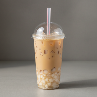 Milk Tea with Lychee Jelly [24 oz 25% Sweet]