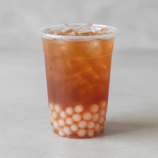 Hojicha Iced Tea (Full Sweet) with Lychee Jelly Hojicha Iced Tea (Full Sweet) with Lychee Jelly