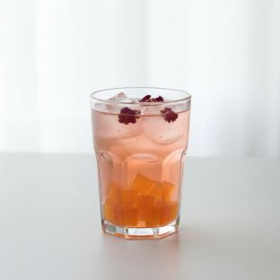 Rose iced Tea (25% Sweet) with Mango Jelly Rose iced Tea (25% Sweet) with Mango Jelly